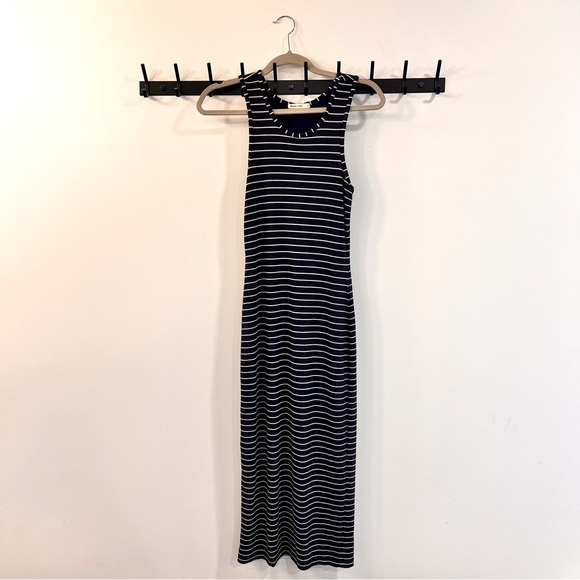 Marine Layer Dresses & Skirts - Marine Layer Navy & White Striped Ribbed Tank Small Stretchy Midi Dress